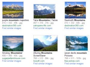 Old Mountains Google's Old Image Search Results Page