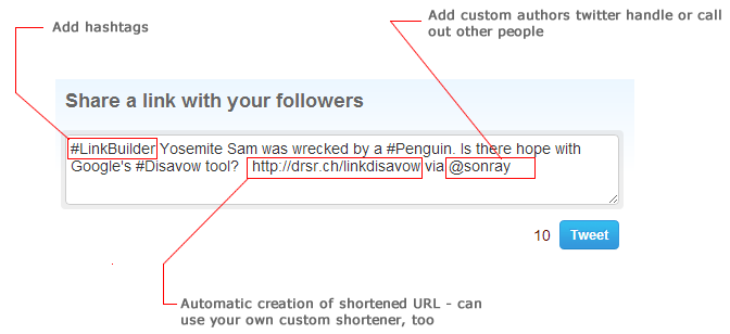 dragontweet-custom-tweet-screenshot Screenshot of writing a customized tweet using DragonTweet, the advanced Twitter WordPress plugin.
