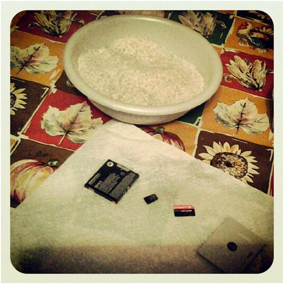 water-damaged-cell-phone-in-rice A water damaged cell phone in rice