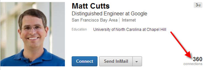 Matt-Cutts-linkedin-profile-page-showing-how-many-the-head-of-google-web-spam-has
