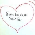Red hear with "People Who Care About Toys" written in center