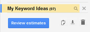 A screenshot showing the My Keyword Ideas tab