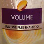 Close-up of a bottle of silicone free shampoo