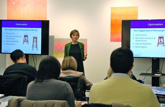 Etela Ivkovic speaking at Webgrrls International NYC Chapter about advanced SEO.